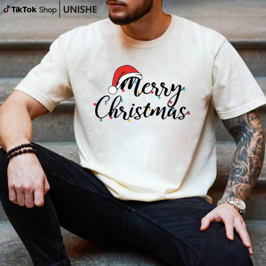 Comfortable Men's Christmas T-Shirt – Casual Round Neck with Festive Letters