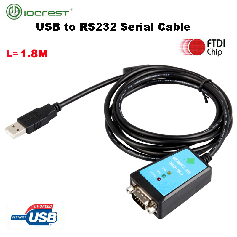 USB to RS232 Cable FTDI Chip DB9 Male 1.8M High-Speed RS232 to USB Adapter Converter for