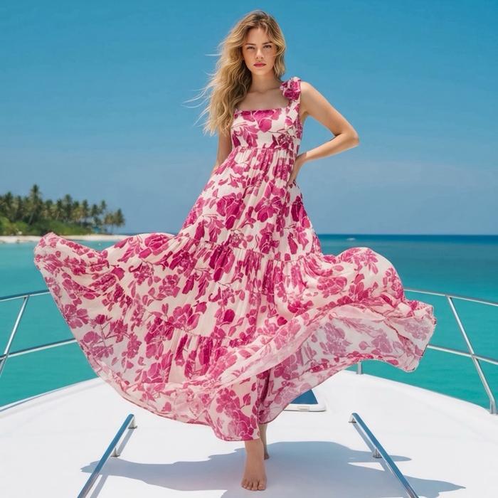 Fanya Maezula Overall Dress Pantai Korean Outfit Mewah Gemoy Lucu Motif Wanita Simple Elegant Mesin