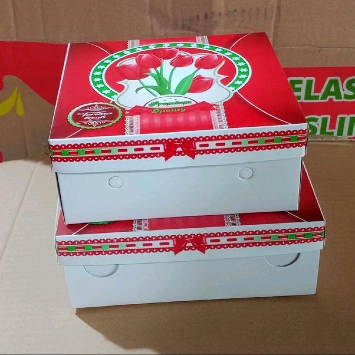 25pcs Kardus Nasi Motif Bunga 18x18cm 20x20cm/Dus Nasi Motif Bunga Merah/Kotak Nasi Box/Kardus Nasi