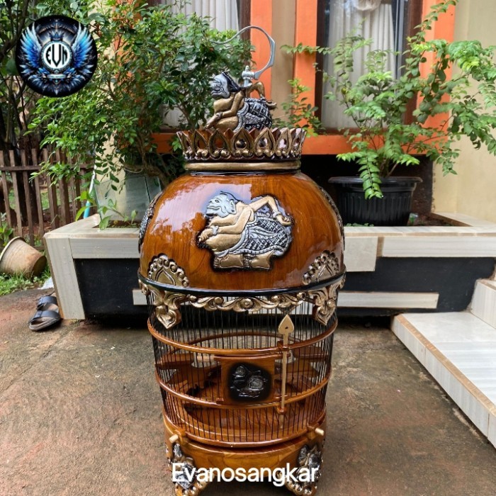 Sangkar burung perkutut KAYU JATI original ukir semar