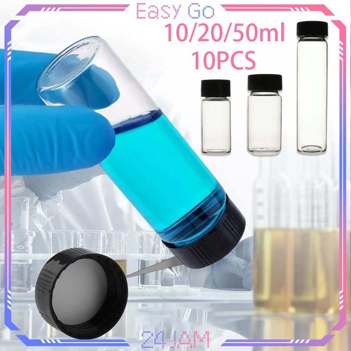 10pcs/Set Botol Kaca Tutup Ulir 10ml/20ml/50ml Botol Sample Parfum Multifungsi Botol Beling Kecil