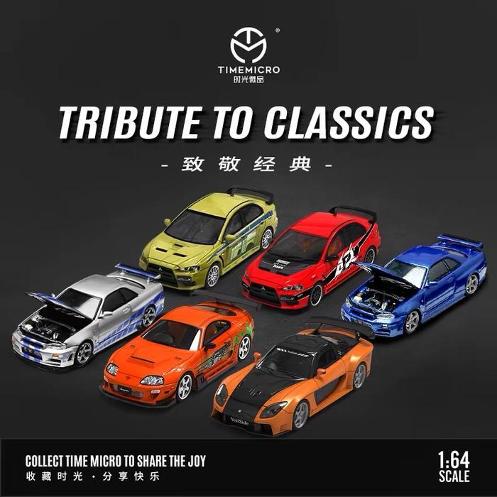 Diecast Time Micro 1:64 Mitsubishi Evolution IX Evo X Fast Furious Brian Paul Walker Tokyo Drift