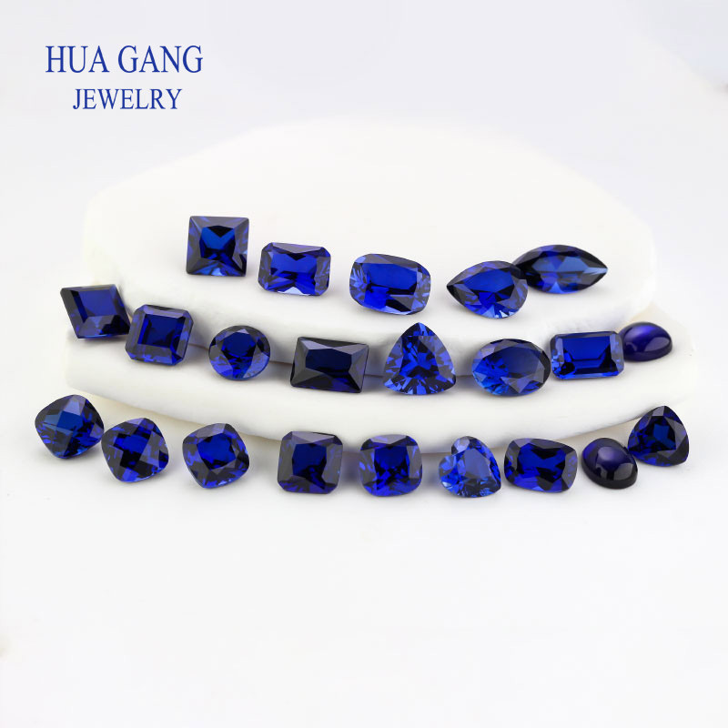Synthetic Gem 34# Corundum Sapphire Stone royal blue Round Squar Spherical Reuleaux triangl Gems