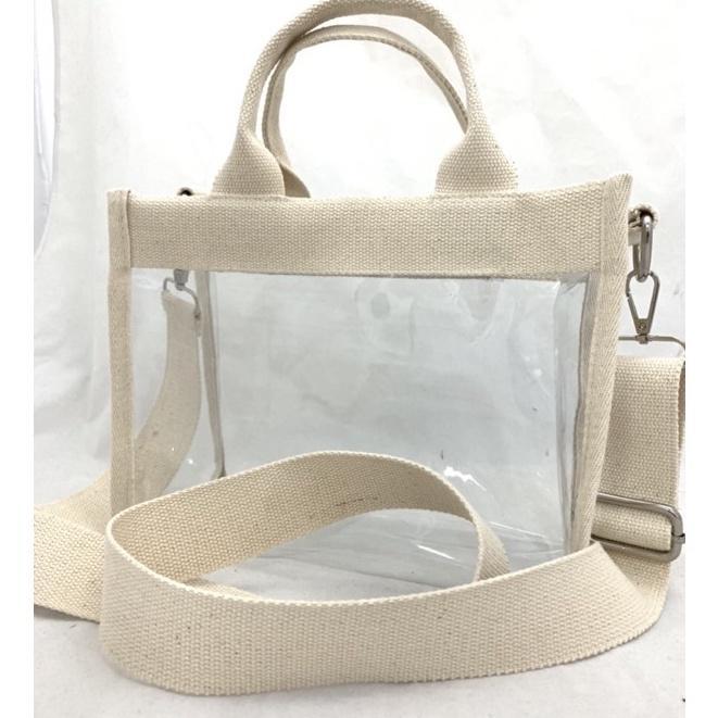 SALE Tas Tote PVC Mika Transparan Dengan Resleting Plastik Wanita Totebag TERMURAH