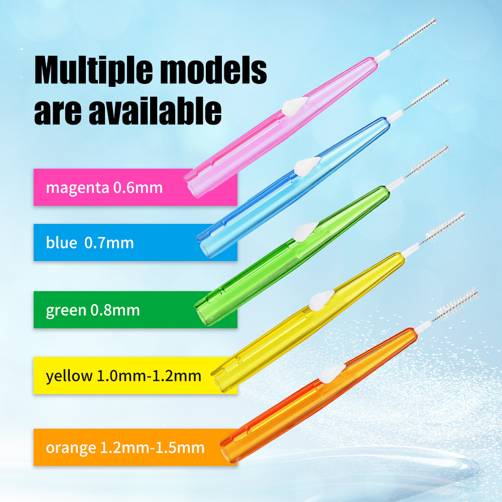 60 Pcs/Box Toothpick Dental Interdental Brush 0.6-1.5Mm Cleaning Between Teeth Oral Care Orthodontic