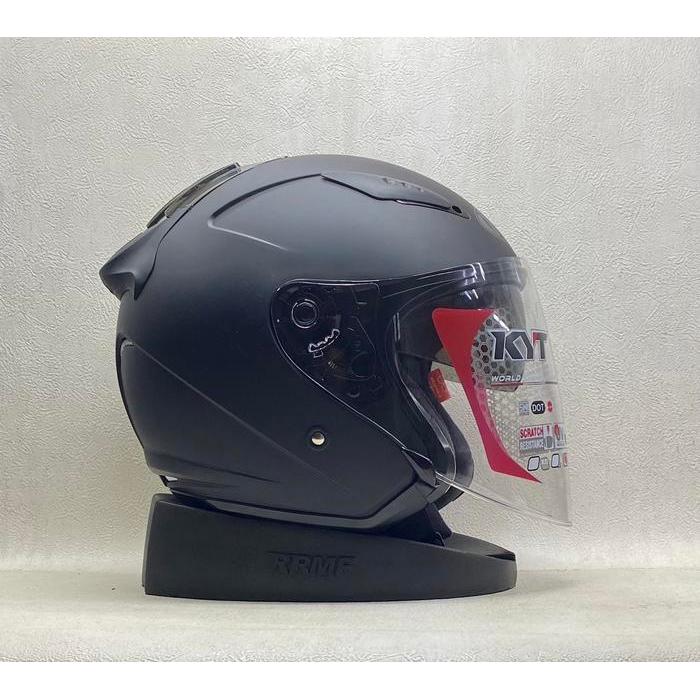 KYT GALAXY FLAT R SOLID ALL WARNA STANDAR KACA BENING - HELM KYT HALF FACE ORI - DOUBLE VISOR CEWEK