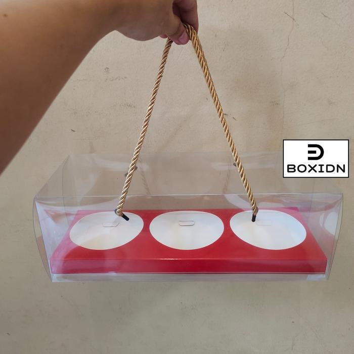 Thebest- Box Mika 3 Jar Kue Kering Box Mika 3 Toples Kotak Hamper Cookies 600ml