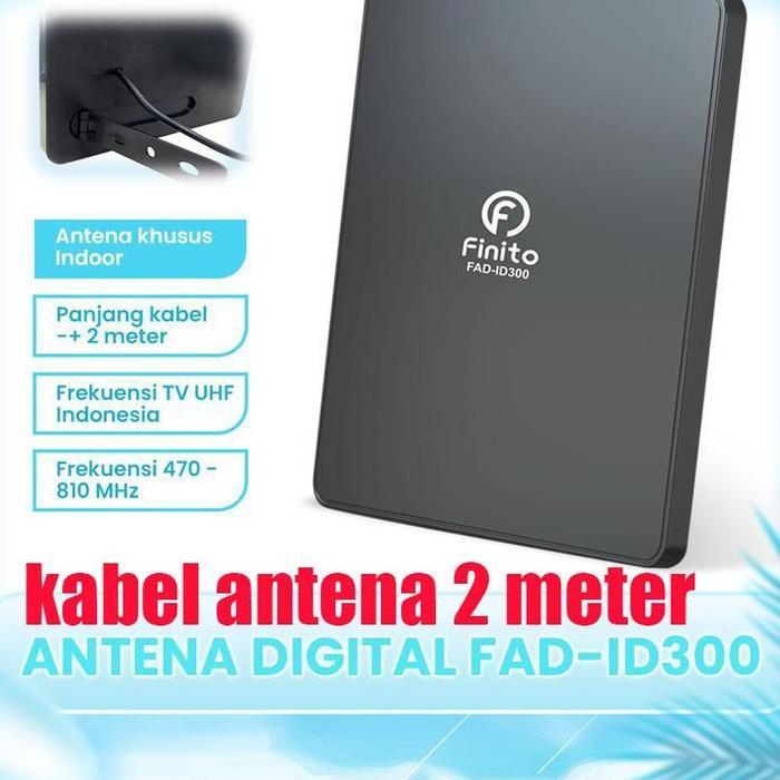 TERLARIS Antena TV INDOOR Finito FAD-ID300 kabel antena 2m TV Digital STB Nonton Siaran TV Digital
