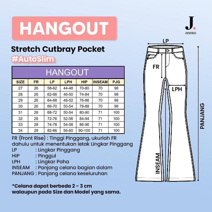 Hangout - Jiniso Stretch Cutbray Pocket Celana Jeans Wanita Highwaist