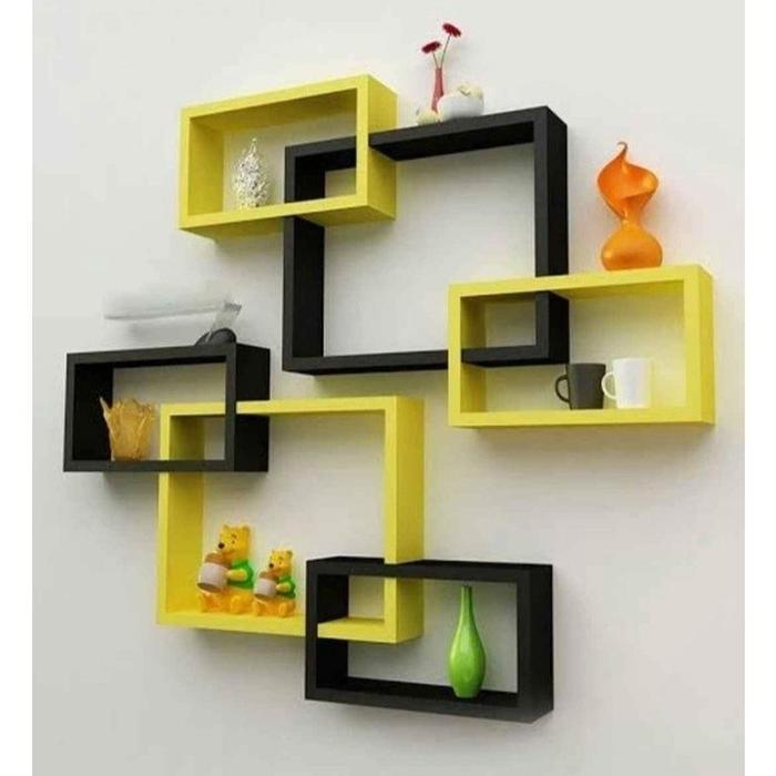 RAK DINDING TEMPEL AESTHETIC MINIMALIS, HIASAN KAYU SEGIEMPAT RAK HIASAN DINDING KOTAK GANDENG RAK