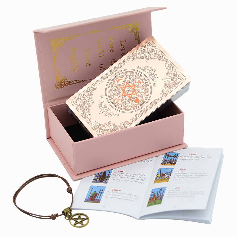 New Rose Gold Foil Tarot PVC Tabletop Game Divination Card Gift Box Set Powder Box Stamping