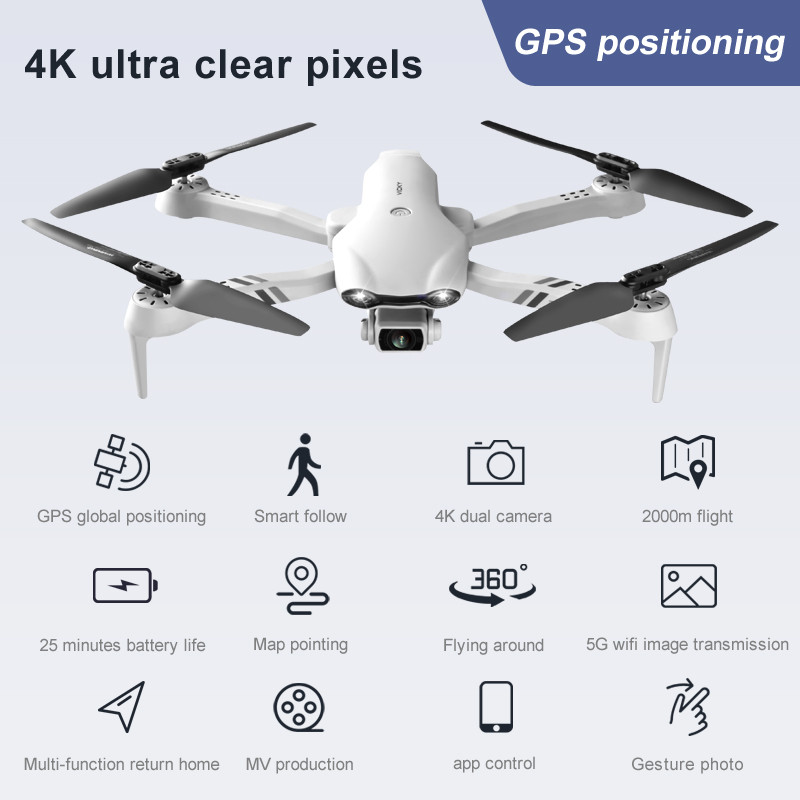 4DRC F10 Drone GPS 6K HD Dual Camera Wide-Angle 5G WIFI Fpv Quadcopter Brushless Motor Foldable