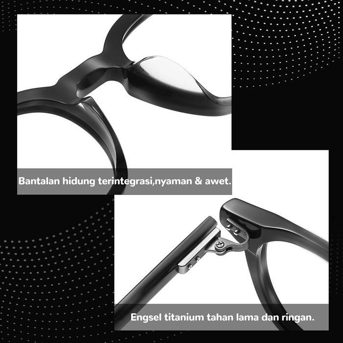 Frame Kacamata Model Oval Titanium Fashion Retro Modis Pria Wanita Bisa Minus Antiradiasi Bluecromic