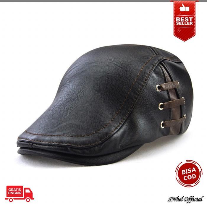 Topi Pria Kulit Import Murah Pelukis Bassis Kodok Fashion Pria Keren Terlaris