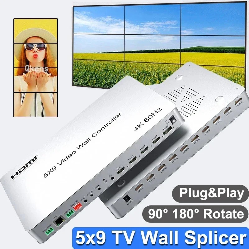 4K 60hz 5x9 Video Wall Controller TV Wall Video Splicer Support Horizontal Screen Vertical Screen