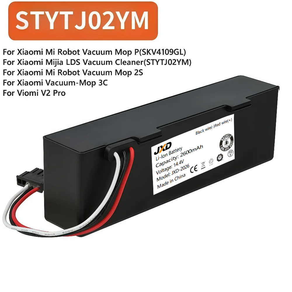 14.4V 2600mah Li-ion Battery for STYTJ02YM 2800~9800mAh Fit Mijia Mop Pro Yunmi MVVO1-JG Haier JX37