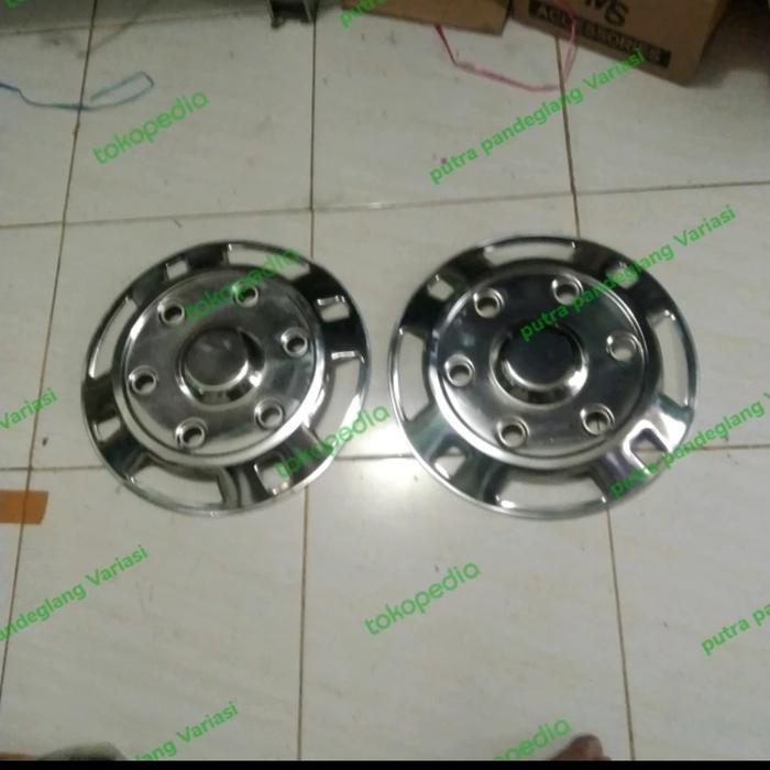 Dop roda mobil truk ring 16 depan 2 pcs lubang 6 bahan stenlis