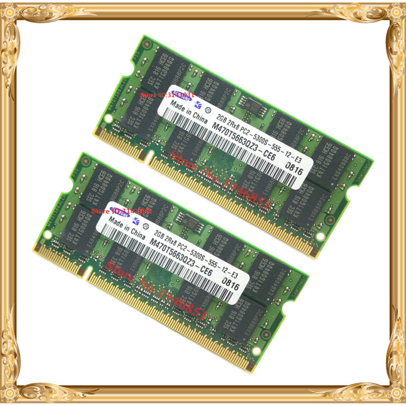 Laptop Memory 4GB 2x2GB 667MHz PC2-5300 DDR2 Notebook RAM 4G 667 5300S 2G 200-pin SO-DIMM Free