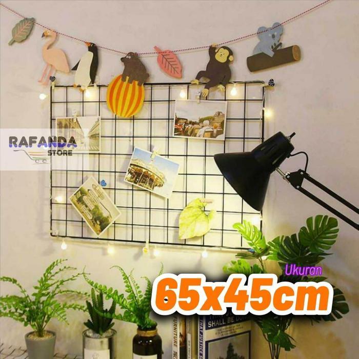Wire Grid Wall 65X45Cm Hijang Gantungan Aksesoris Kawat Ram Besi Dinding Gantungan Poto Polaroid
