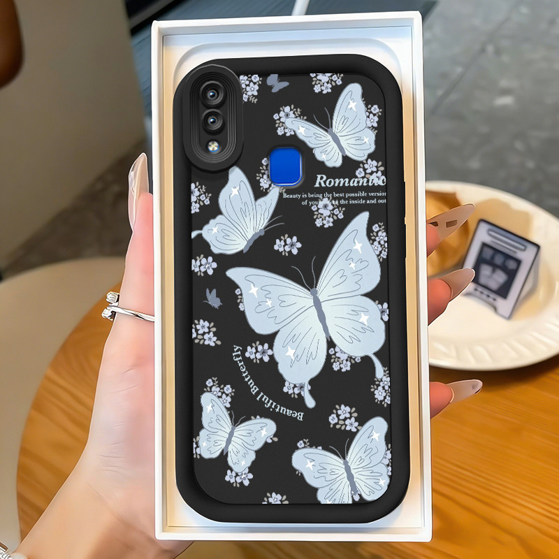 Casing Hp untuk VIVO Y91 Y91i Y93 Y93s Y95 Case Motif bunga kupu-kupu Kasing bagus bahan silikon Ces