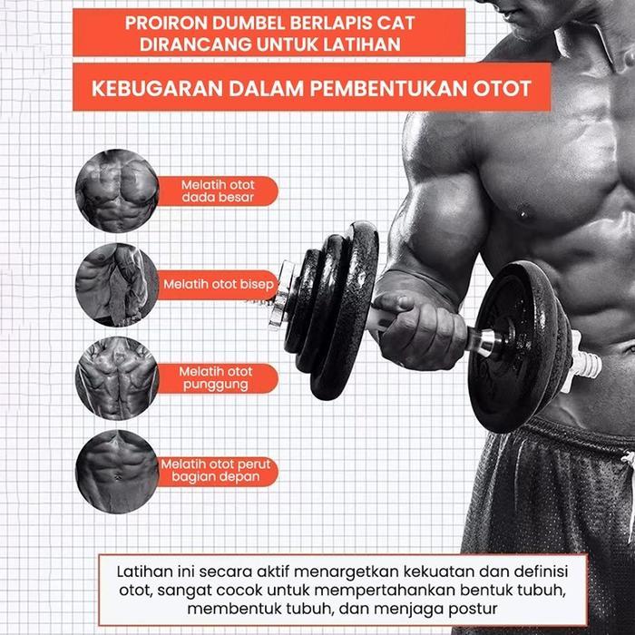 Dumbell Barbel 50Kg Set Dumbel Barbel Set 50Kg Peralatan Kebugaran Angkat Berat