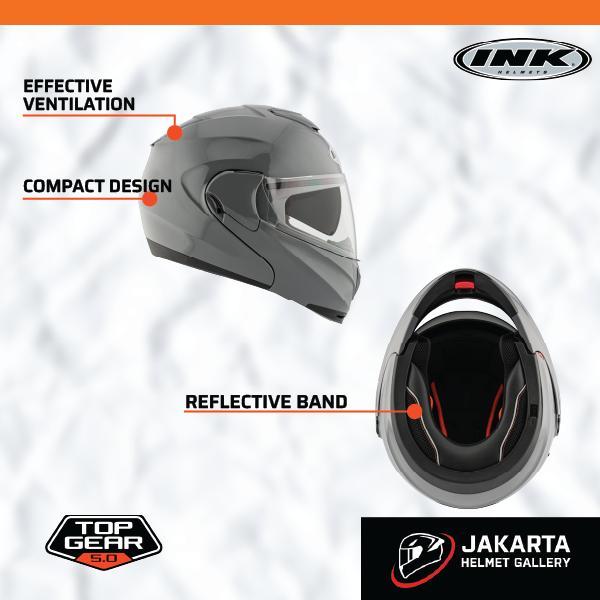 INK TOP GEAR 5.0 SOLID Helm Full Face Modular Flip-up SNI & DOT