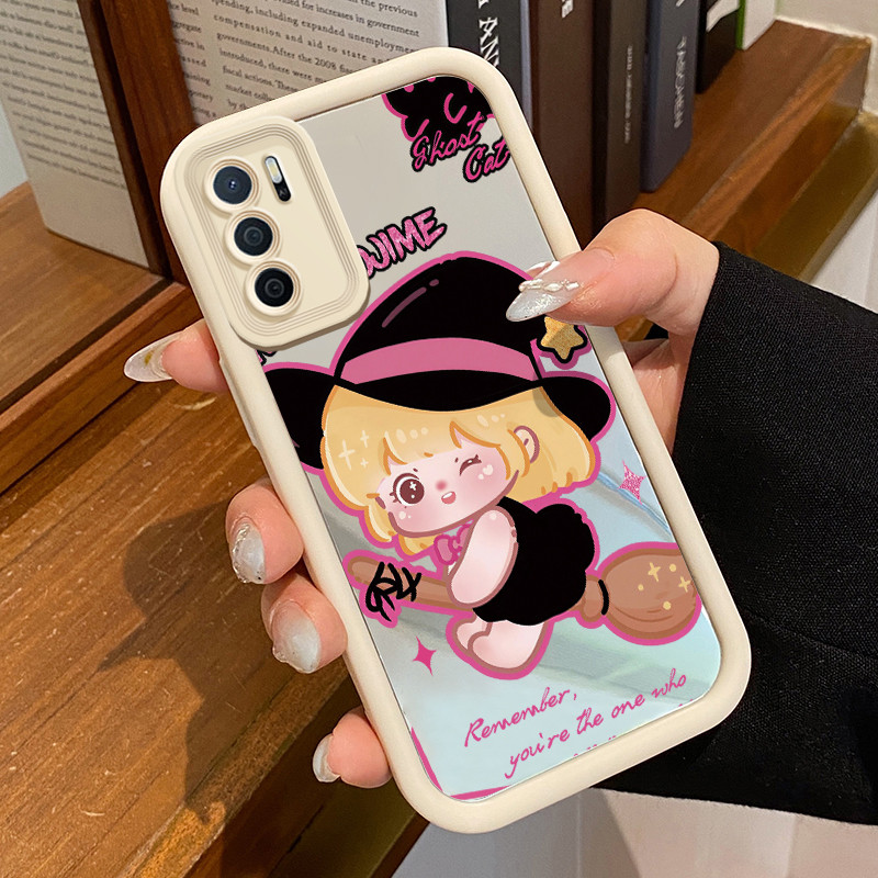 Casing Hp OPPO A16 OPPO A16s OPPO A54s Case Casing Gadis rambut kuning Pola Kasus cermin tangga Kasu