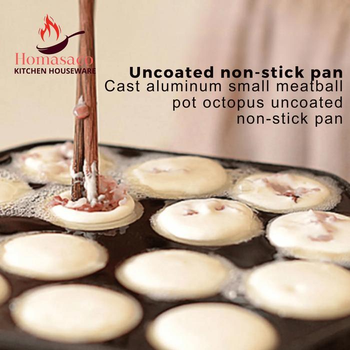 Homasaco Cetakan Takoyaki - Telur Puyuh - 15 Lubang - Teflon + Tutup Kaca