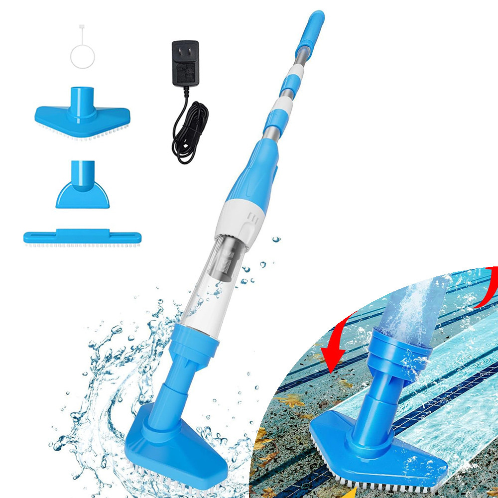 Rechargeable Pool Vacuum Cleaner Handheld Pool Cleaner Pool Skimmer Filter Replaceable Nozzle for