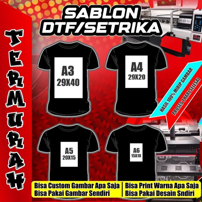 "New" Sablon setrika custom,Sablon DTF Custom Digital Transfer Film A3 CMYK Sablon Setrika Topi Kaos