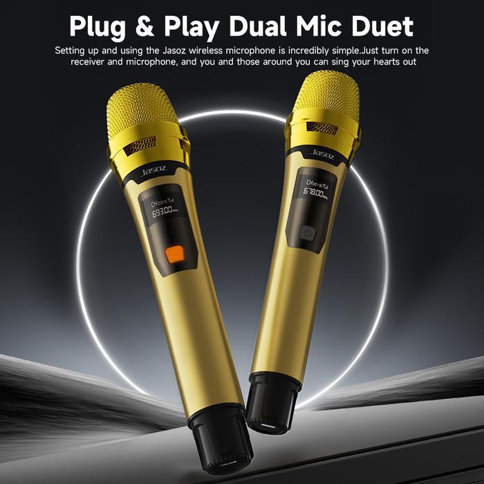Jasoz Wireless Dual Microphone Mic Bluetooth Karaoke Untuk Wireless Vlog Live Streaming Suara Jernih