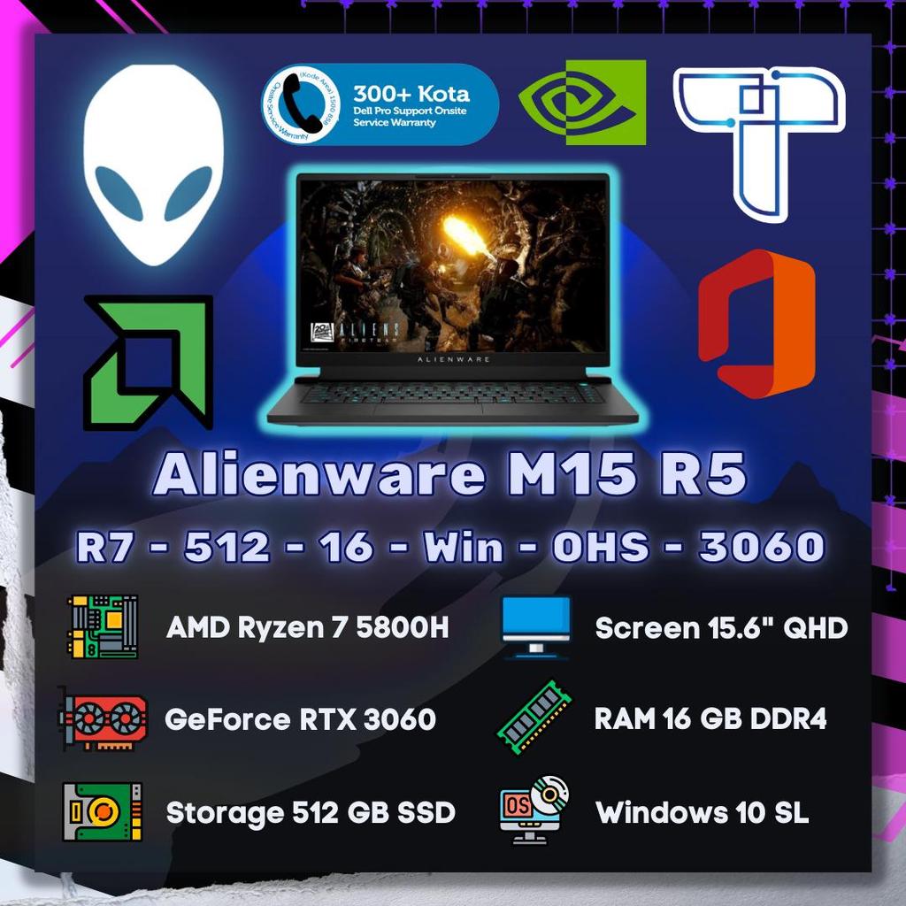 Laptop Gaming Alienware M15 R5 - R7 - 512 - 16 - Win - OHS - RTX 3060
