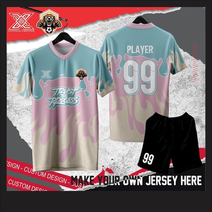 JERSEY CUSTOM FUTSAL DAN SEPAKBOLA MOTIF LIQUID SOFT PINK GRATIS NAMA / JERSEY FUTSAL CUSTOM