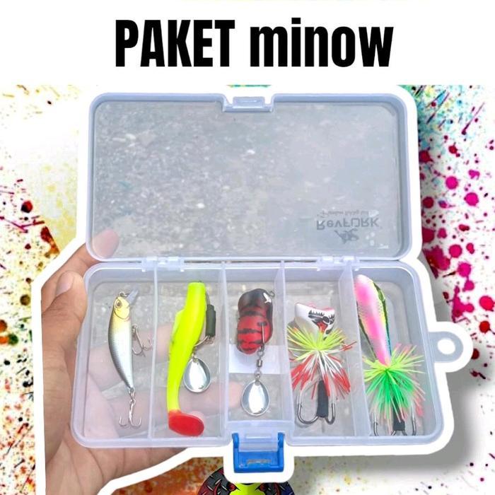 PAKET HEMAT CESTING MINOW DAN UMPAN GABUS + BOK Lure Ikan Ikan