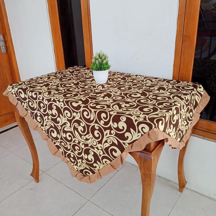 TAPLAK MEJA KAIN RUMBAI RUANG TAMU MEWAH UKURAN 120 X 120 CM ANEKA MOTIF