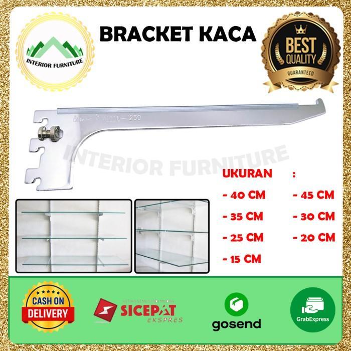 Bracket Kaca 15cm - 45cm / Braket Daun Penyangga Rak