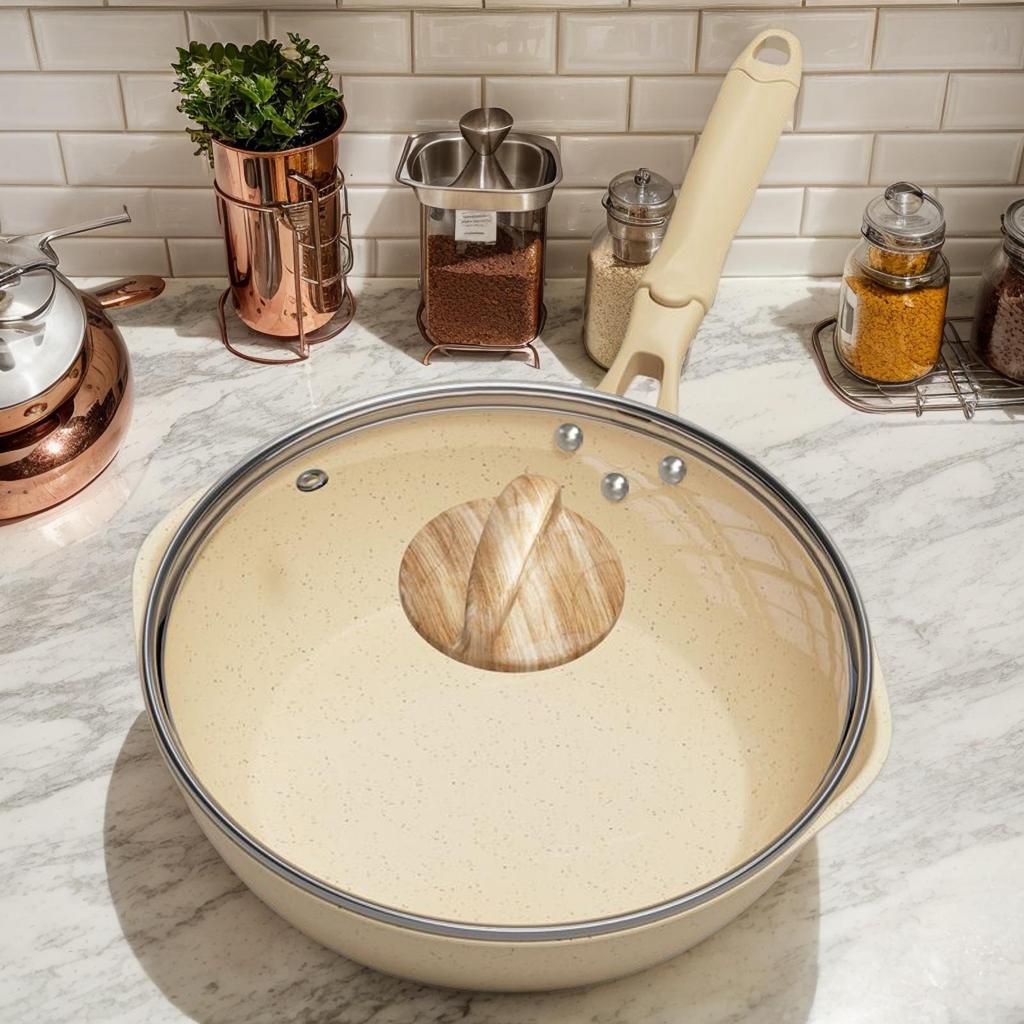 Composite bottom medical stone non-stick cooking pan household induction cooker universal kitchen
