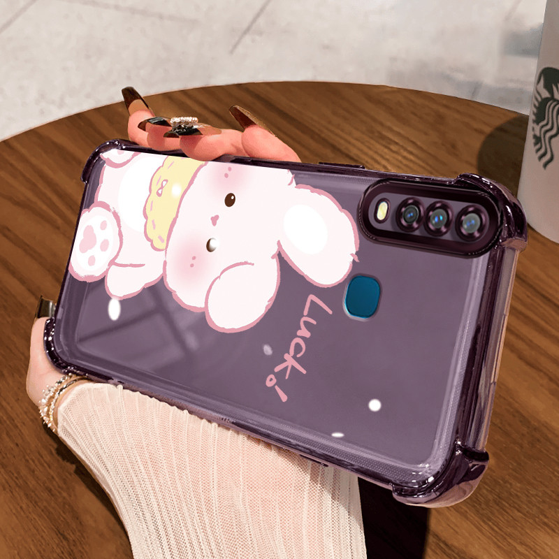 Casing Hp untuk VIVO Y17 Y15 Y12 Y3 Y3s 2020 Y12i Case Boneka kelinci berwarna merah muda Kasing 6D 