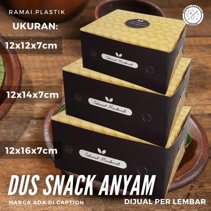 Kotak Kue/Snack box/Dus makanan (uk.12x16) motif Bambu Anyam/Besek