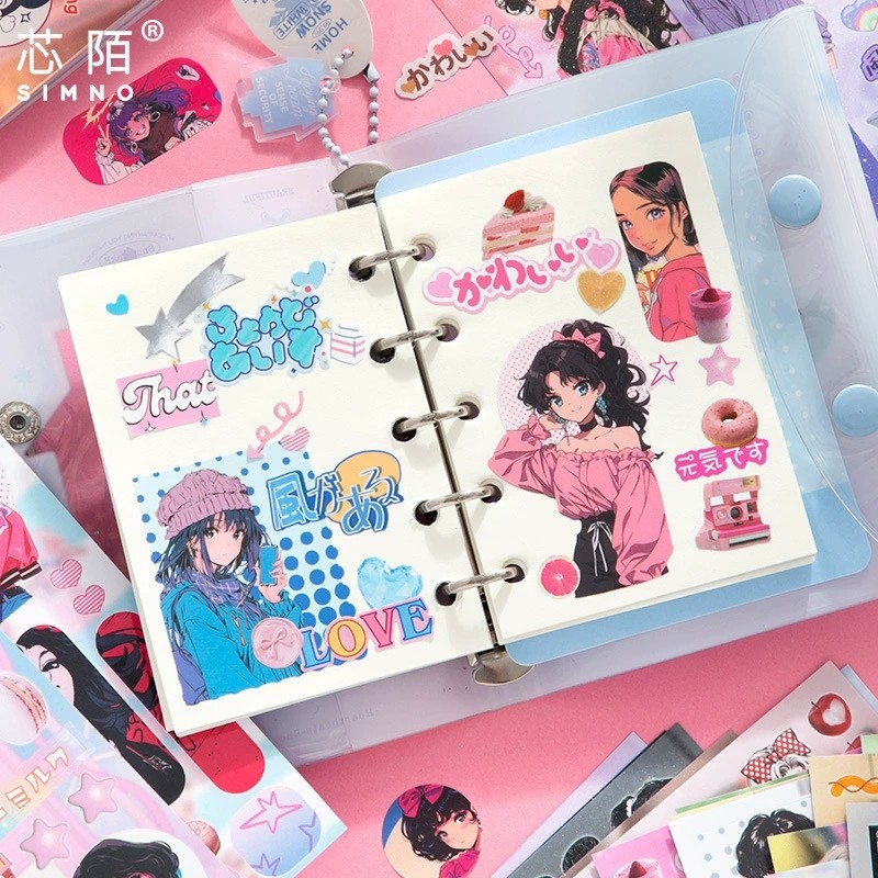 MINKYS Retro Sticker Book Kawaii Scrapbooking Stickers Set Journal Decorative Sticker Stationery