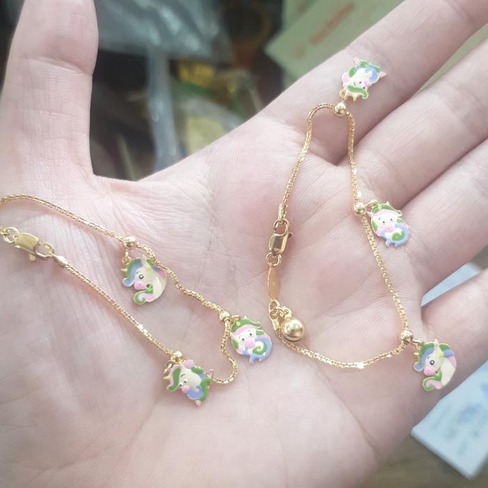 READY gelang anak balita kuda pony unicorn rantai italy emas asli 375 8k