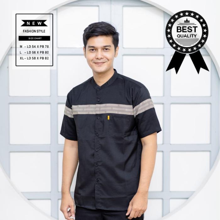 Jino Kemeja Koko Lengan Pendek Baju Muslim Pria Dewasa Ukuran Standar Motif Simple