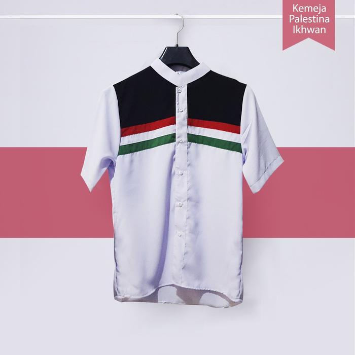 New Baju Koko Pria Palestina Lengan Pendek Kemko Palestina Dewasa Paka