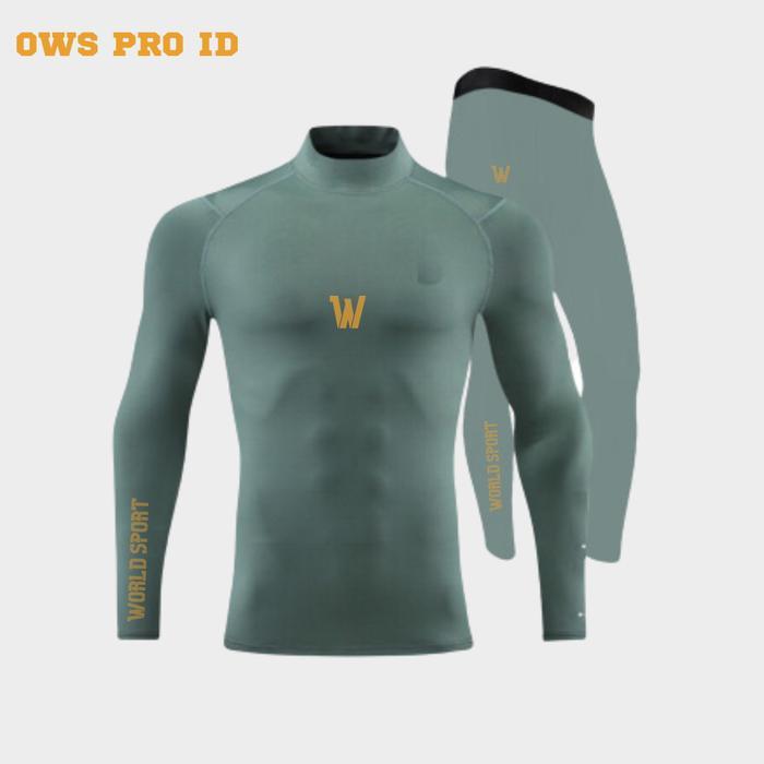 Promo Baselayer Manset Olahraga Pria Original Ows Pro Gold/ Top Set Baselayer Manset Kompresi Lengan