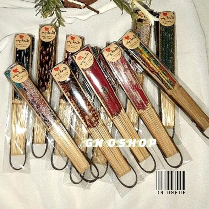 Kipas Tangan Lipat Motif Batik Kipas Angin Batik Manual Kipas Tradisional Kayu Populer