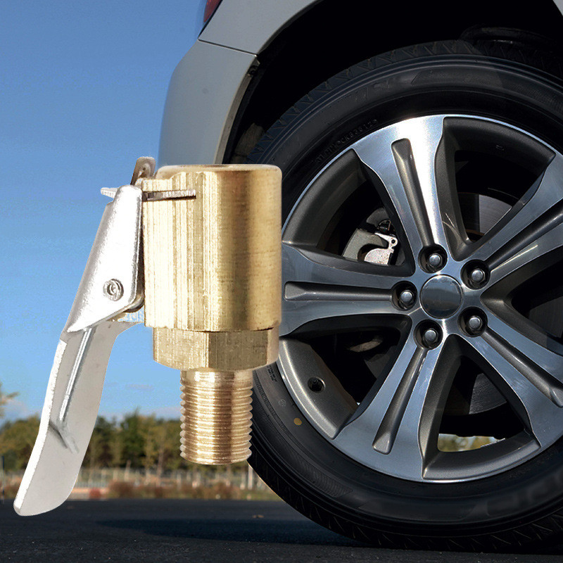 Mobil Otomatis Kuningan 8Mm Roda Ban Ban Udara Chuck Inflator Pompa Katup Klip Penjepit Konektor Ada