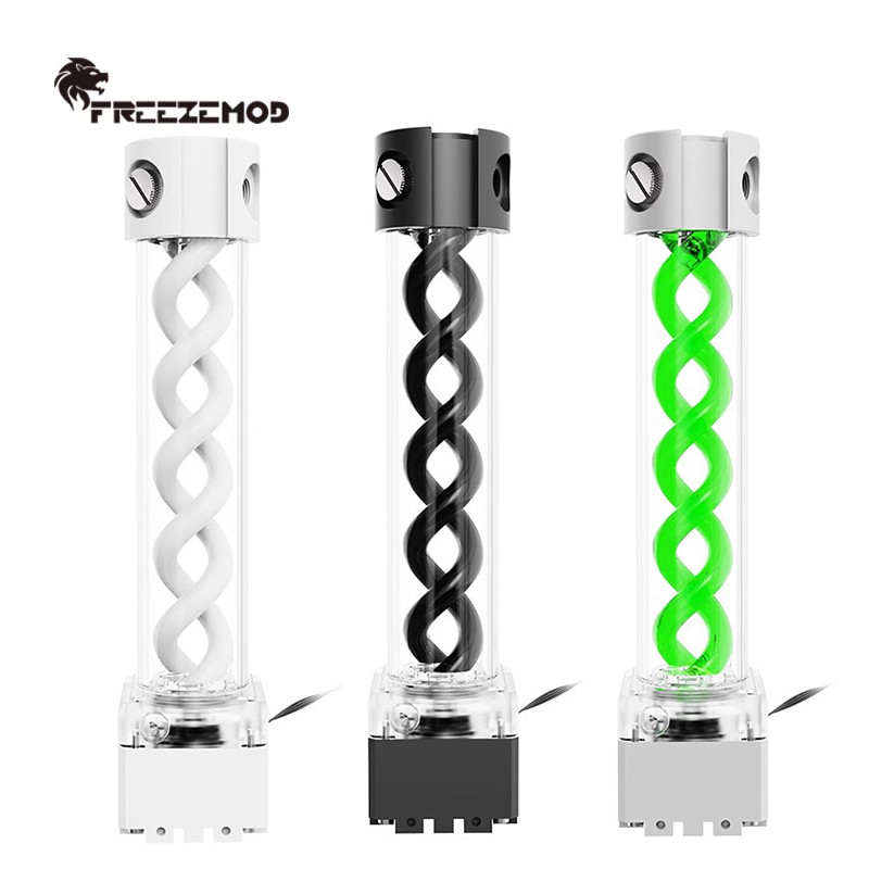FREEZEMOD Box Pump Reservoir AIO Combo, Aluminum+PMMA Body+DNA Spiral 200mm 300mmLength, No Light