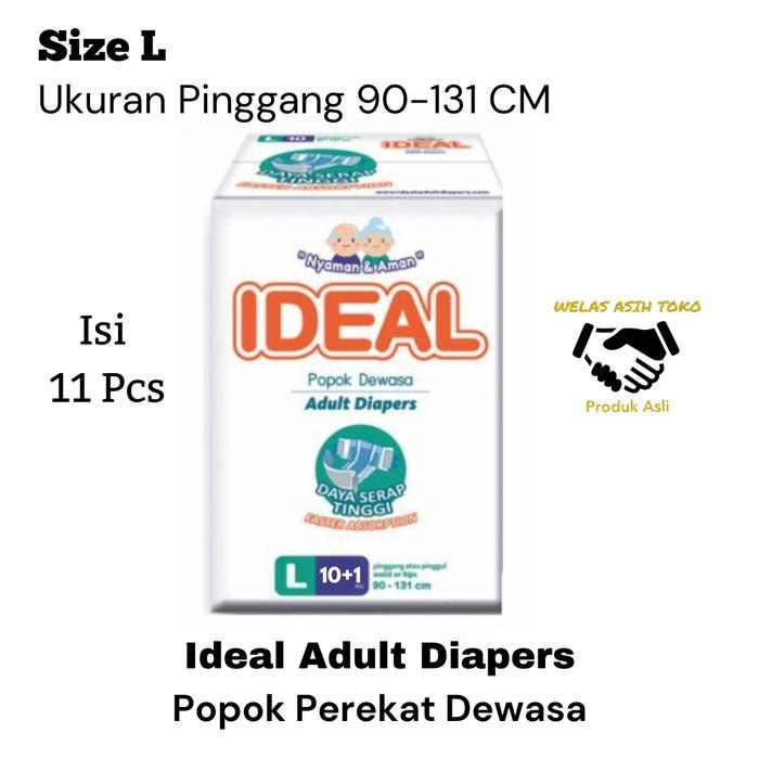 TEREMURAHTERLARIS READY SILAHKAN DIORDER PAMPER IDEAL ADULT DIAPER POPOK PEREKAT DEWASA UKURAN L
