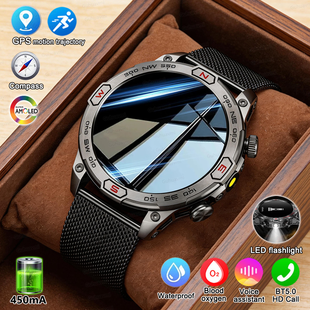 Jam Tangan Pintar Pria untuk Olahraga Outdoor dengan GPS dan Tahan Air